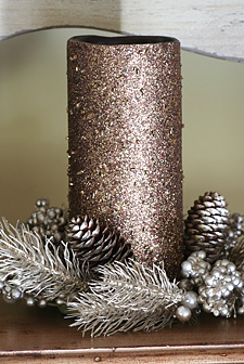 Copper Beaded Flameless Candle with Wreath